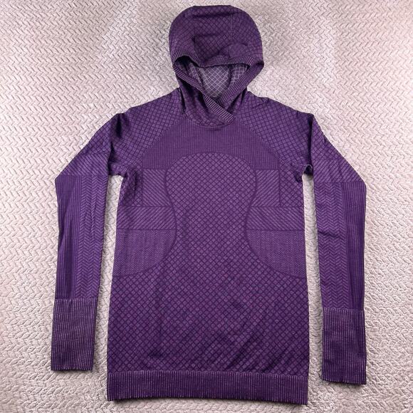Lululemon Rest Less Hoodie Womens 6 Running Athletic Base Layer Purple Patchwork - Picture 3 of 10